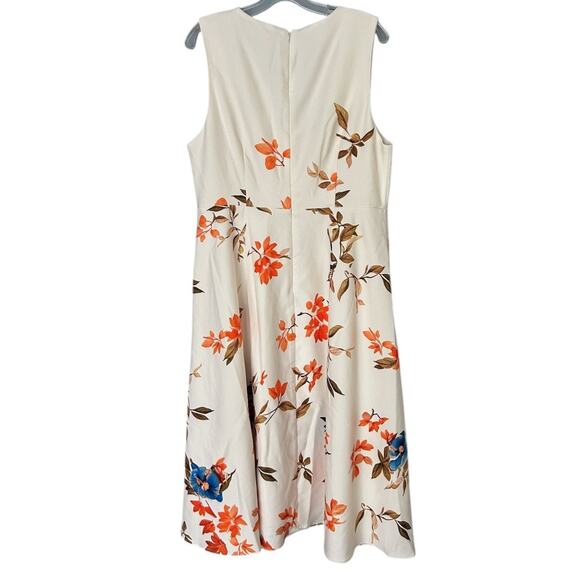 FEHAUTE Floral Fit & Flare Midi Dress Women’s 14 Sleeveless V-Neck A-Line Fall - Picture 3 of 7